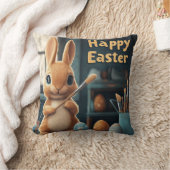 かわいいイースター絵を描バニーの卵：春の芸術 クッション (ブランケット)