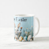 かわいいイースター絵を描バニーの卵：春の芸術 コーヒーマグカップ (正面右)
