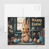 かわいいイースター絵を描バニーの卵：春の芸術 ポストカード (正面/裏面)