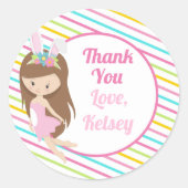 かわいいイースター誕生日ガールフェアリーありがとう ラウンドシール (正面)