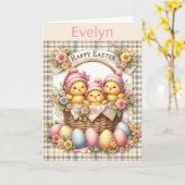 かわいいイースター追加お子様の名前の孫 カード (黄色い花)