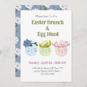 かわいいイースター・ブランチの卵の宝探し招待状 招待状 (正面/裏面)