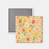 かわいいイースター/春のパターン化された花 マグネット (正面/裏面)