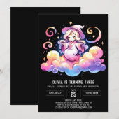 かわいいウィザーモダンド誕生日 招待状 (正面/裏面)