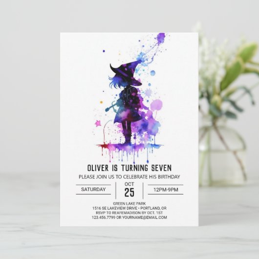 かわいいウィザーモダンド誕生日 招待状 (スタンド正面)