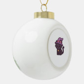 かわいいウィッチキャットイン紫クラシック帽子Tシャツ セラミックボールオーナメント (左)