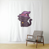 かわいいウィッチキャットイン紫クラシック帽子Tシャツ タペストリー (インサイチュ)