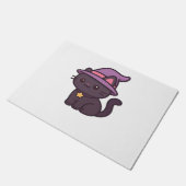 かわいいウィッチキャットイン紫クラシック帽子Tシャツ ドアマット (アングル)