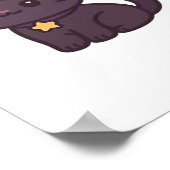 かわいいウィッチキャットイン紫クラシック帽子Tシャツ ポスター (角)