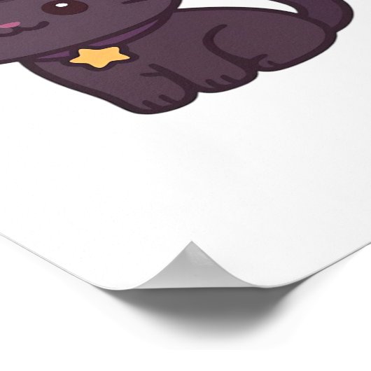 かわいいウィッチキャットイン紫クラシック帽子Tシャツ ポスター (角)