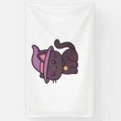 かわいいウィッチキャットイン紫クラシック帽子Tシャツ 横断幕 (縦)