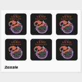 かわいいウィッチキャットハロウィーン スクエアシール (シート)