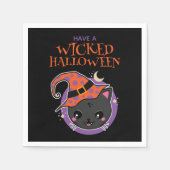 かわいいウィッチキャットハロウィーン スタンダードカクテルナプキン (正面)