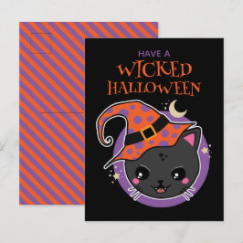かわいいウィッチキャットハロウィーン ポストカード