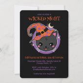 かわいいウィッチキャットハローウィンパーティ 招待状 (正面)