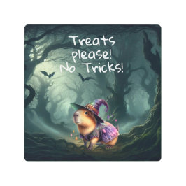 かわいいウィッチハロウィーンカピバラ メタルプリント