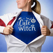 かわいいウィッチブルーウーメンズハロウィン Tシャツ
