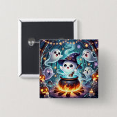 かわいいウィッチー幽霊ハローウィンパーティの好意 缶バッジ (正面&裏面)