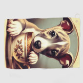 かわいいウィペットの子犬 ゴルフタオル (横)