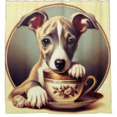 かわいいウィペットの子犬 シャワーカーテン (正面)