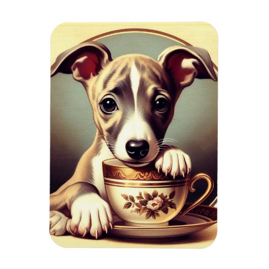 かわいいウィペットの子犬 マグネット (縦)