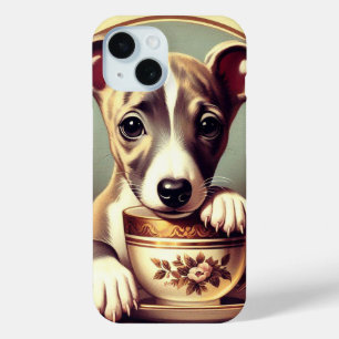 かわいいウィペットの子犬 iPhone 15ケース