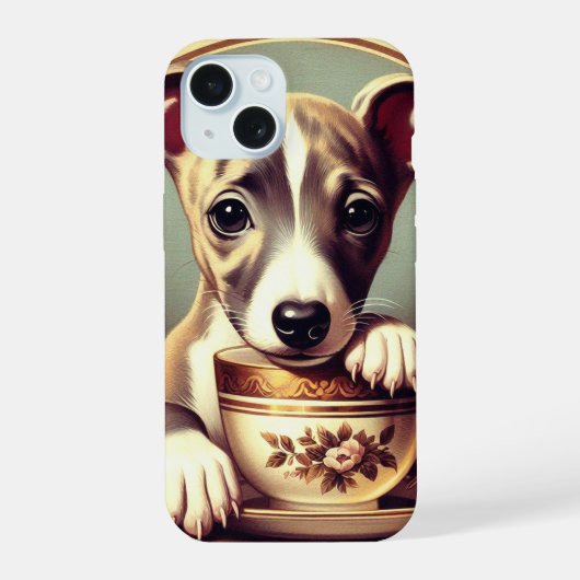 かわいいウィペットの子犬 iPhone 15ケース (裏面)