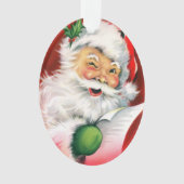 かわいいウィンキングサンタクリスマスリスト オーナメント (正面)