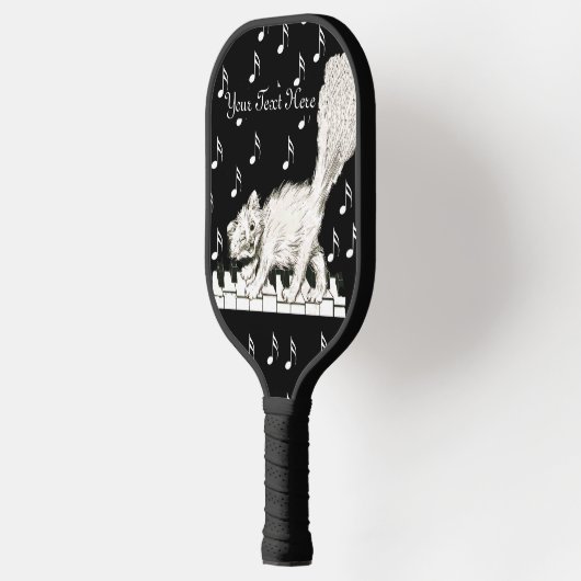 かわいいウィンキング白猫オンピアノ鍵音符 ピックルボールラケット (左)