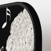 かわいいウィンキング白猫オンピアノ鍵音符 ピックルボールラケット (左詳細)