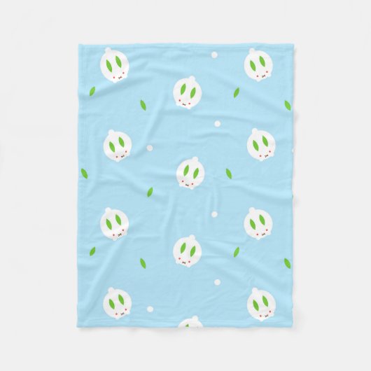 かわいいウィンタースノーバニー フリースブランケット (正面)