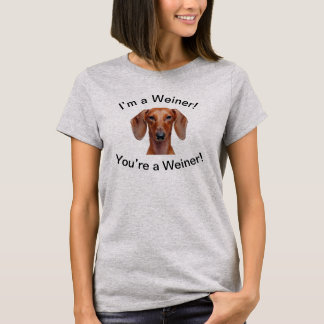 かわいいウィーナー犬タイポグラフィ私はウィーナー Tシャツ