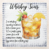 かわいいウイスキーサワーカクテルレシピ ガラスコースター (正面)