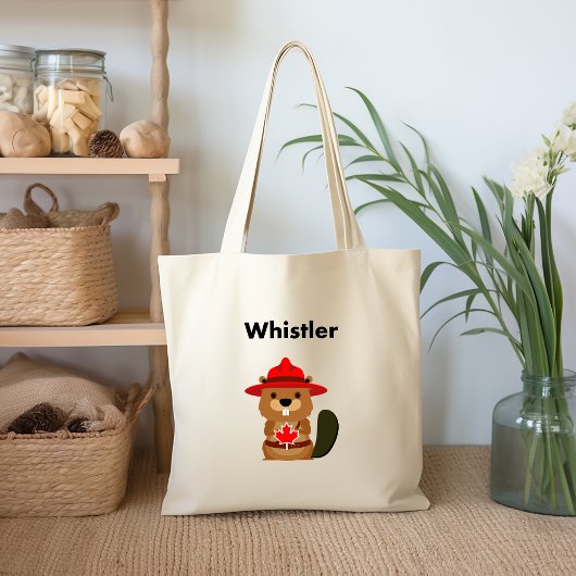 かわいいウイスラーのカナダビーバーとメープルリーフ トートバッグ