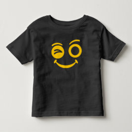かわいいウインクするスマイルフェイス ブラック トッドラーTシャツ トドラーTシャツ