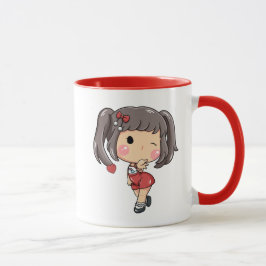 かわいいウインクのちびキャラ女子+ツインテール KawaiiCartoon マグカップ