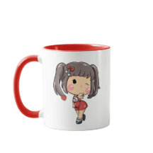 かわいいウインクのちびキャラ女子+ツインテール KawaiiCartoon