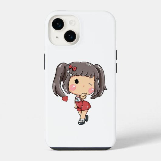 かわいいウインクのちびキャラ女子 iPhoneケース (裏面)