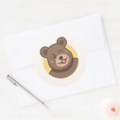 かわいいウインクのキャラクターベアのアイコン ベクターイラスト ラウンドシール (封筒)