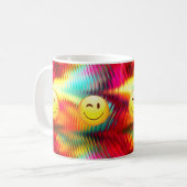 かわいいウインクの幸せな顔と明るい色 コーヒーマグカップ (正面左)