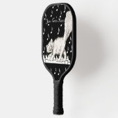 かわいいウインクの白猫がピアノの鍵盤の音楽ノート ピックルボールラケット (左)