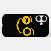 かわいいウインク顔のスマイル ブラック携帯ケース Case-Mate iPhoneケース (裏面 (横))