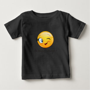 かわいいウインク顔文字 - いつも幸せに ベビーTシャツ