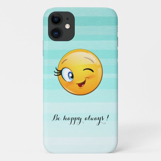 かわいいウインク顔文字 - いつも幸せに Case-Mate iPhoneケース (裏面)