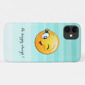 かわいいウインク顔文字 - いつも幸せに Case-Mate iPhoneケース (裏面(横))