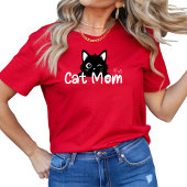かわいいウインク黒猫ママ Tシャツ