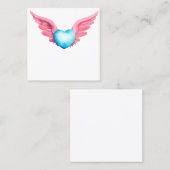 かわいいウイング付き水彩ハート スクエア名刺 (正面/裏面)