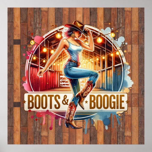 かわいいウェスタン女性のカーボーイブーツBOOGIE ポスター (正面)