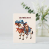 かわいいウェスタン牛の追加メッセージ ポストカード (スタンド正面)