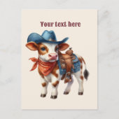 かわいいウェスタン牛の追加メッセージ ポストカード (正面)